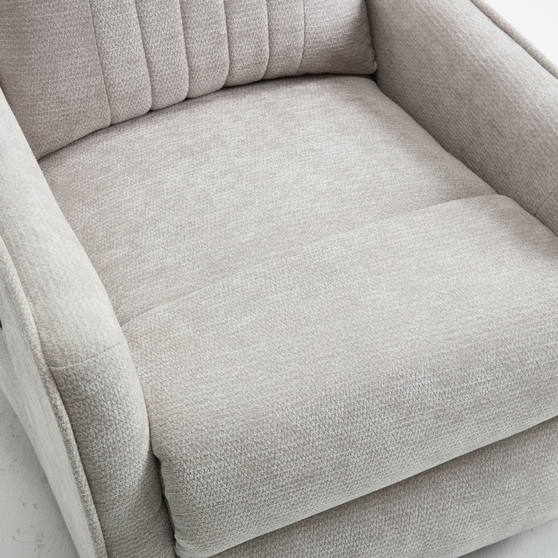 Lila 26.37" W Manual Swivel Rocker Recliner, Swivel Chair with Heated Massage, Light Gray