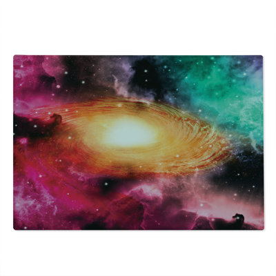 Ambesonne Science Cutting Board Large Size Galaxy Stardust Cosmos Pink Orange Green