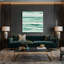 Toile horizontale à rayures horizontales, écume de mer, blanc et vert-212385259