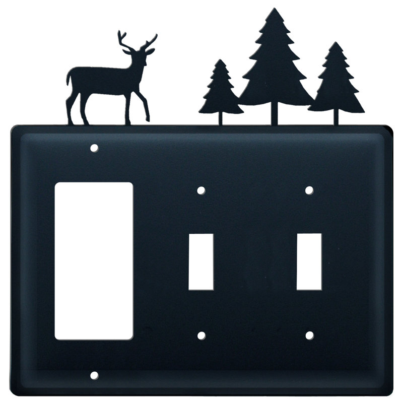 Deer and Pine Trees 3-Gang Toggle Light Switch / Rocker Combination Wall Plate