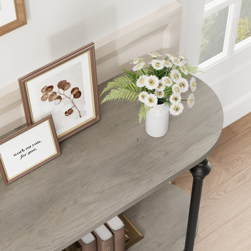 2 Tier Narrow Console Table with Storage Shelf,Thin Behind Couch Table, Farmhouse Skinny Sofa Table for Hallway, Entrance, Living Room