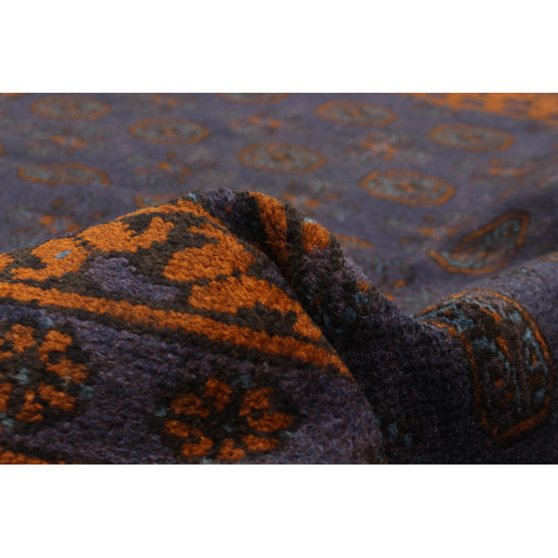 Tapis unique en laine noué à la main marine foncé 5 pi 5 po x 8 pi 0 po Kargahi