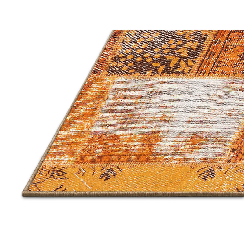 Tapis contemporain orange, Rectangle 7 pi x 10 pi