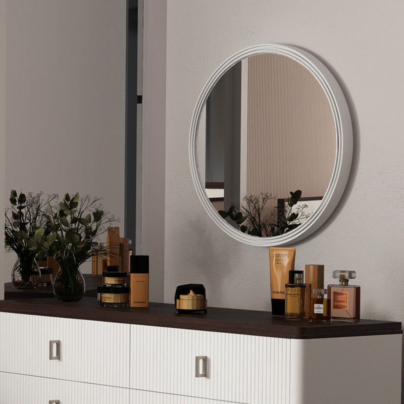 Carena Gray Round Mirror, Mirror