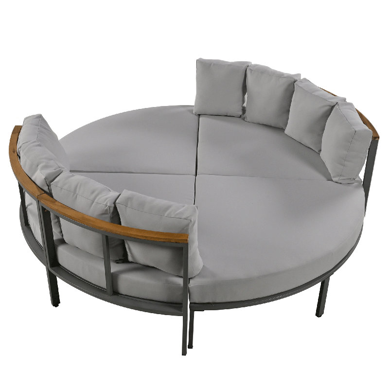 4-Piece Round Patio Sofa Set with Cushions, Gray