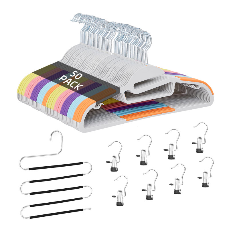 Cintres en plastique avec pinces Meaha, Multicolore, 50