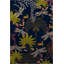 Tapis décoratif moderne à motif floral et cerf multicolore bleu marine-75512949