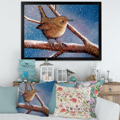 Wren en hiver - Peinture sur toile encadrée