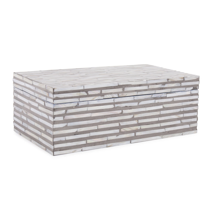 Boîte décorative en nacre Omega, H 5 po x l 14 po x P 8 po