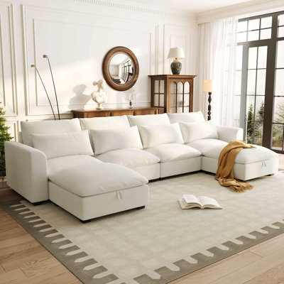 U_Style U-Shaped Freely Transformable Modular Corner Sofa With Two Ottomans, Suitable For Living Rooms, Studies, Home Theaters, And More