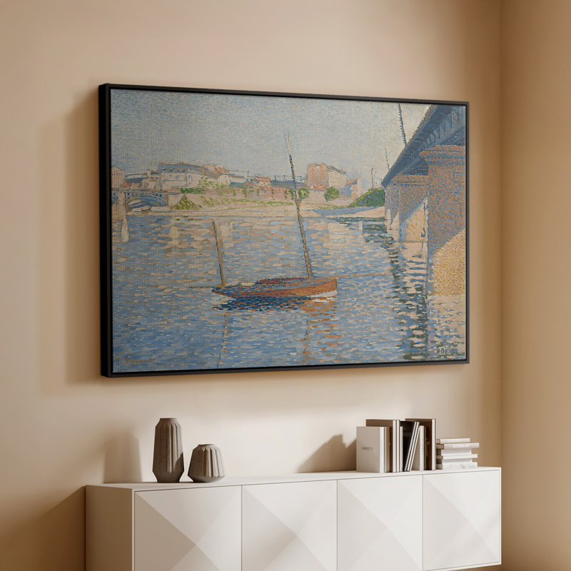 Le Clipper, Asnières, 1887 - Paul Signac, toile tendue avec châssis, 26 x 40, Noyer