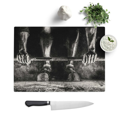 Tempered Glass Body Building Weights Chopping Board