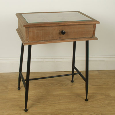 Ettinger Glass Top End Table with Built-In Outlets
