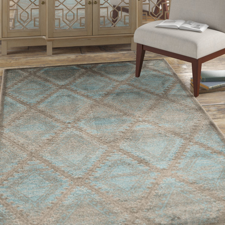 Tapis bleu à motif géométrique Alkmaar