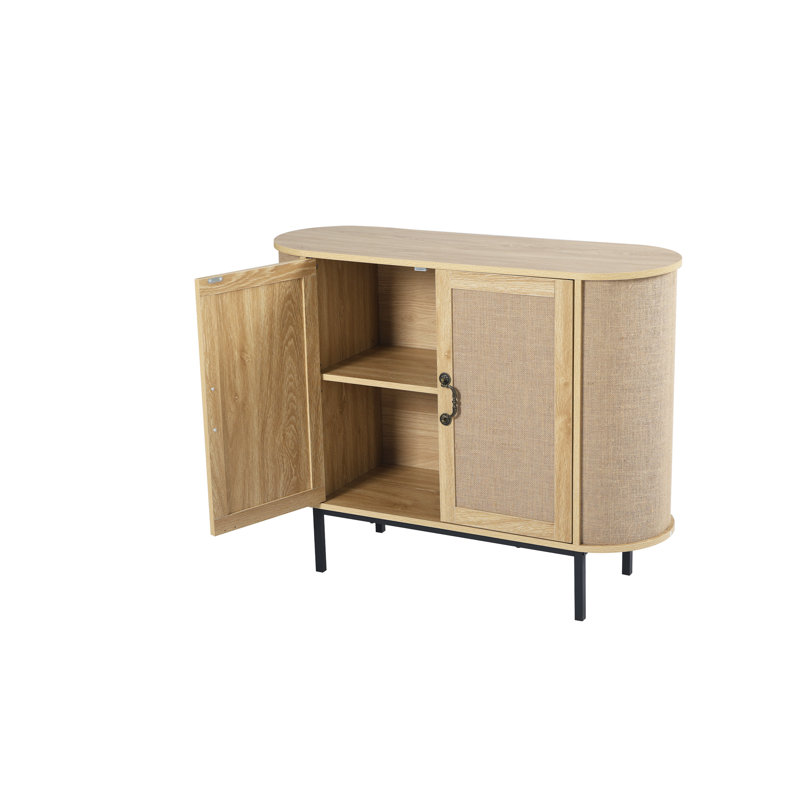 Ardzan 2-Door Accent Cabinet, Natural Wood