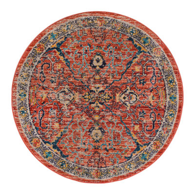 Alkire Floral Brick Red Area Rug