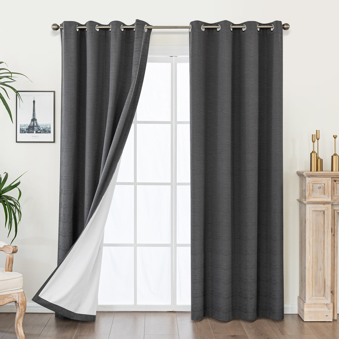 Clesta Cotton Blend Thermal Insulated 100% Blackout Grommet Curtain Pair Latitude Run® Curtain 