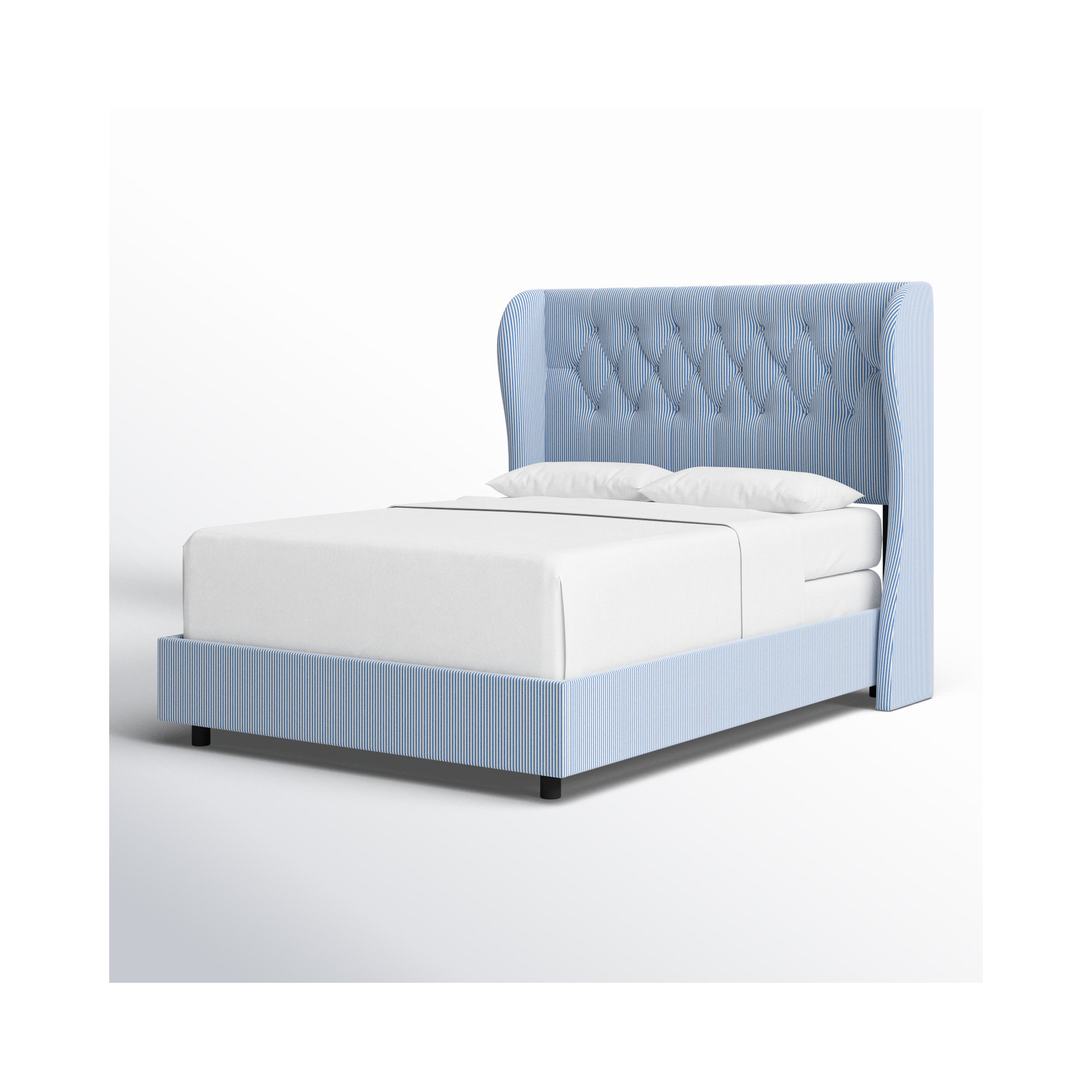 Tomey Upholstered Wingback Bed, Queen, Shaana Indigo