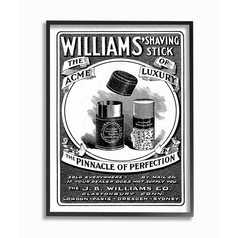 «Shaving publicité Vintage Black and White Design» par The Evening Evening Post, impression sur toile non encadrée