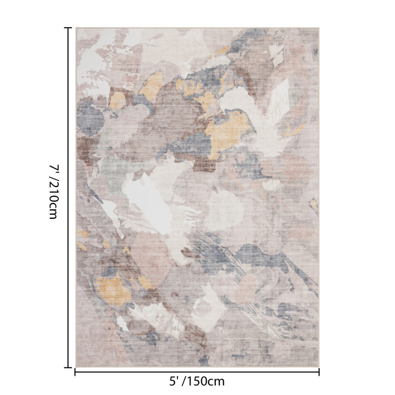 59’’x83’’runner Rug, Traditional Pattern, Indoor Outdoor Durable, Low Pile Design, Entryway Living Room, Beige