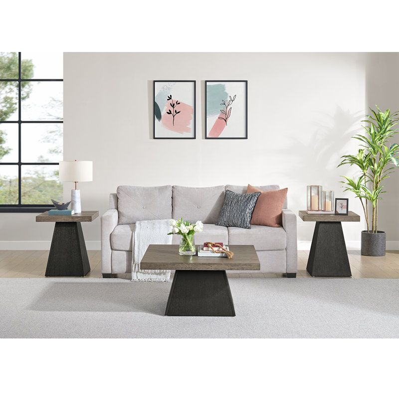 Ensemble de tables d'appoint 3 pièces Stehle, 3 pièces: table basse, 2 tables de bout