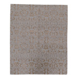 Himalayan Art Wool Floral Area Rug in Light Gray/Brown