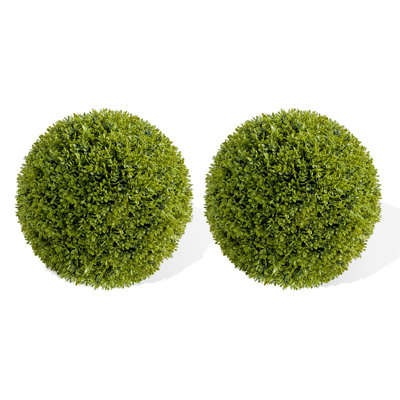 19.7" Round Topiary Balls Set of 2, Artificial Topiary Balls with Lifelike Leaves for Indoor and Outdoor Decor, Hanging/Putting on Planter/Putting on The Floor