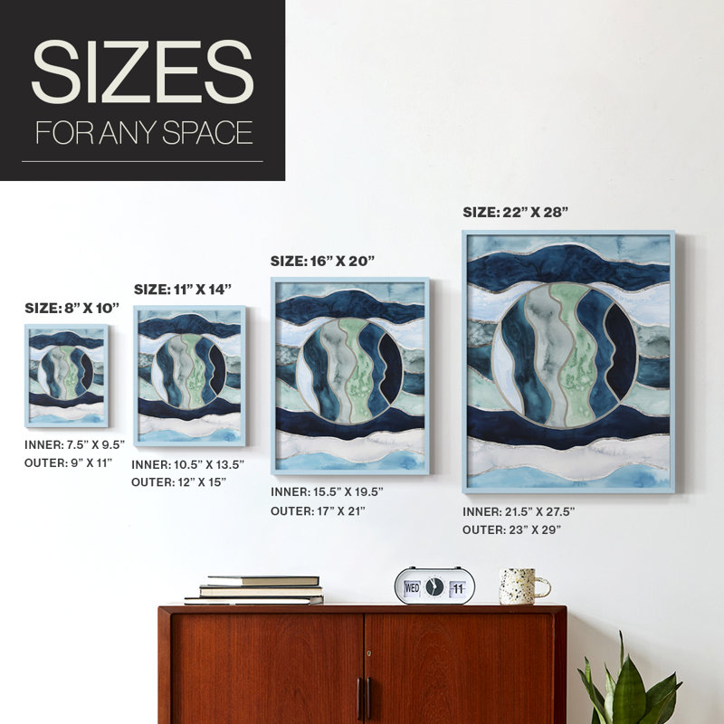«Siren's portail II», reproduction encadrée - bois massif, Bleu, H 11 po x l 9 po