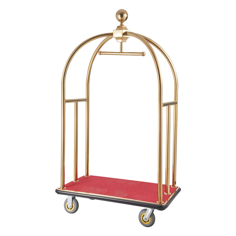 Chariot à bagages d'hôtel en acier inoxydable de 1 100 lb, H 73,2 po x l 42,5 po x P 25,2 po