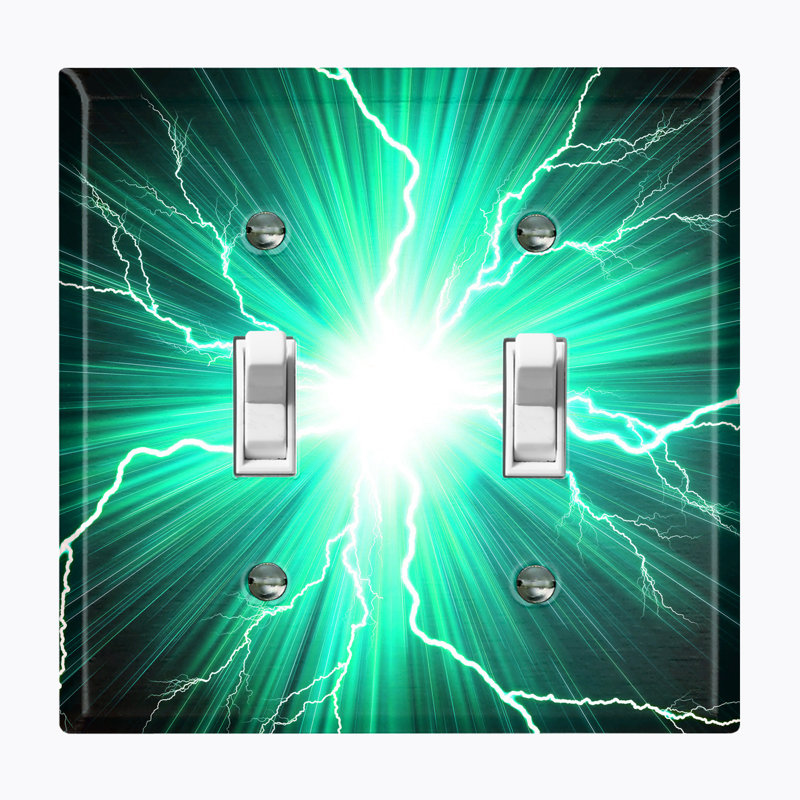 Lightning Landscape & Nature 2 - Gang Toggle Light Switch Standard Wall Plate, Green
