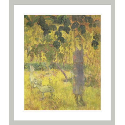 «Man Cueilling Fruit from a Tree» par Paul Gauguin - Impression giclée encadrée