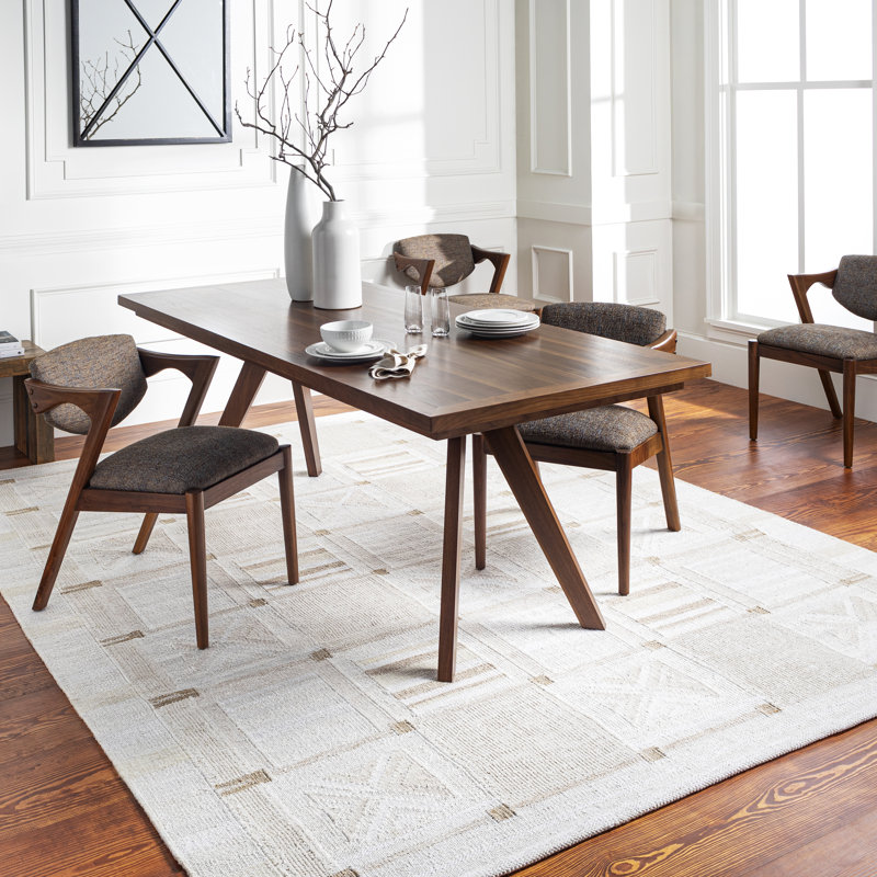 Gilson Geometric Hand-Knotted Tan/Beige/Cream Area Rug, Rectangle 5' x 7'6"