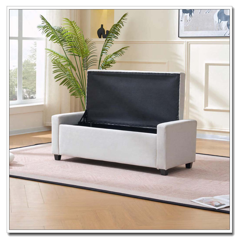 48" Storage Bedroom Bench, Beige