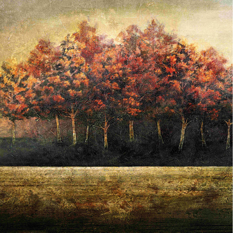 Cuivre forêt 2 - peinture sur toile tendue, H 36 po x l 36 po