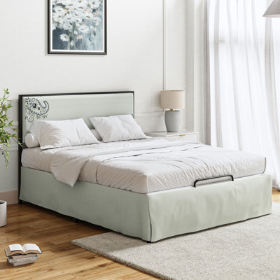 Lit plateforme tapissier Neilius avec housse lavable
