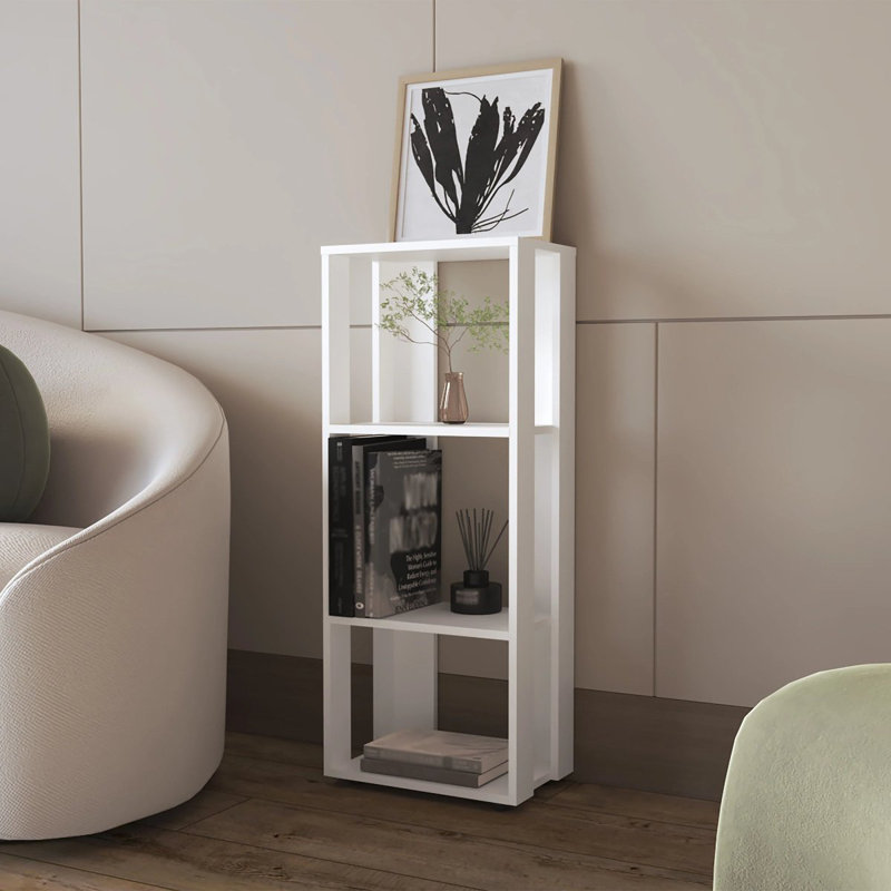 Bibliothèque blanche en mélamine avec rangement ouvert, Blanc