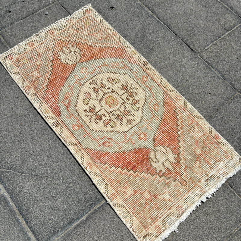 Tapis turc Oushak rétro orange décoratif