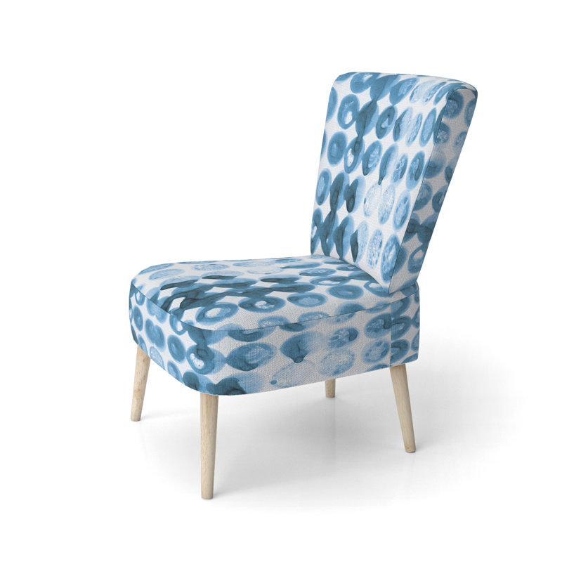 Chaise d'appoint contemporaine tapissée Watercolor Geometric VII, Green/White Velvet