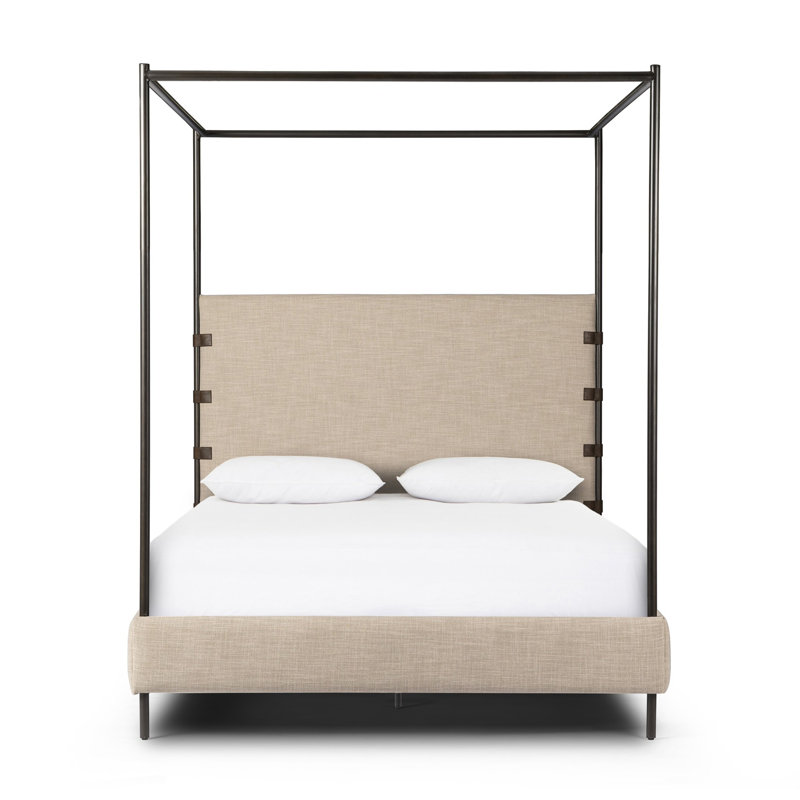 Anderson Upholstered Queen Canopy Bed, Queen, Beige
