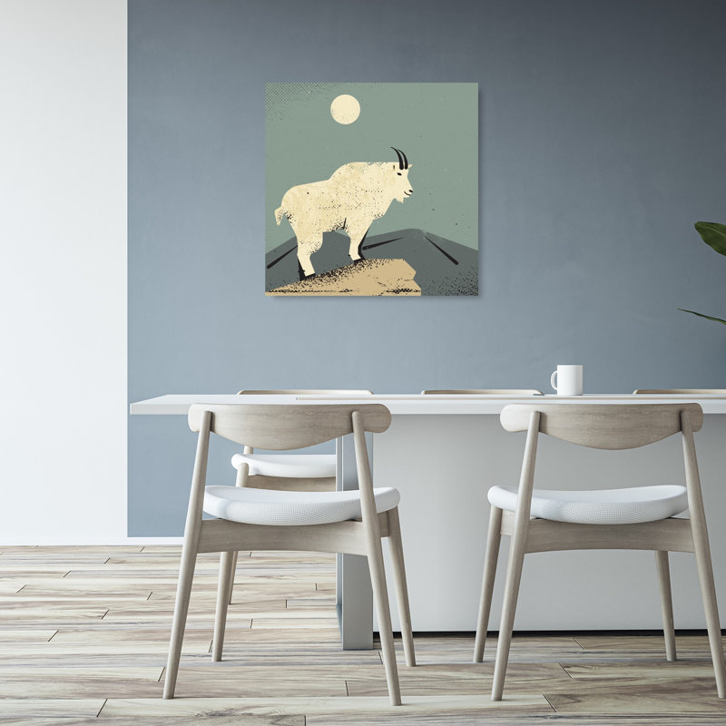Impression d'art mural rétro serein, chèvre de montagne rétro, 32" H x 32" W