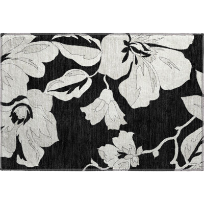 Premium Machine Washable Prisco Black Rug