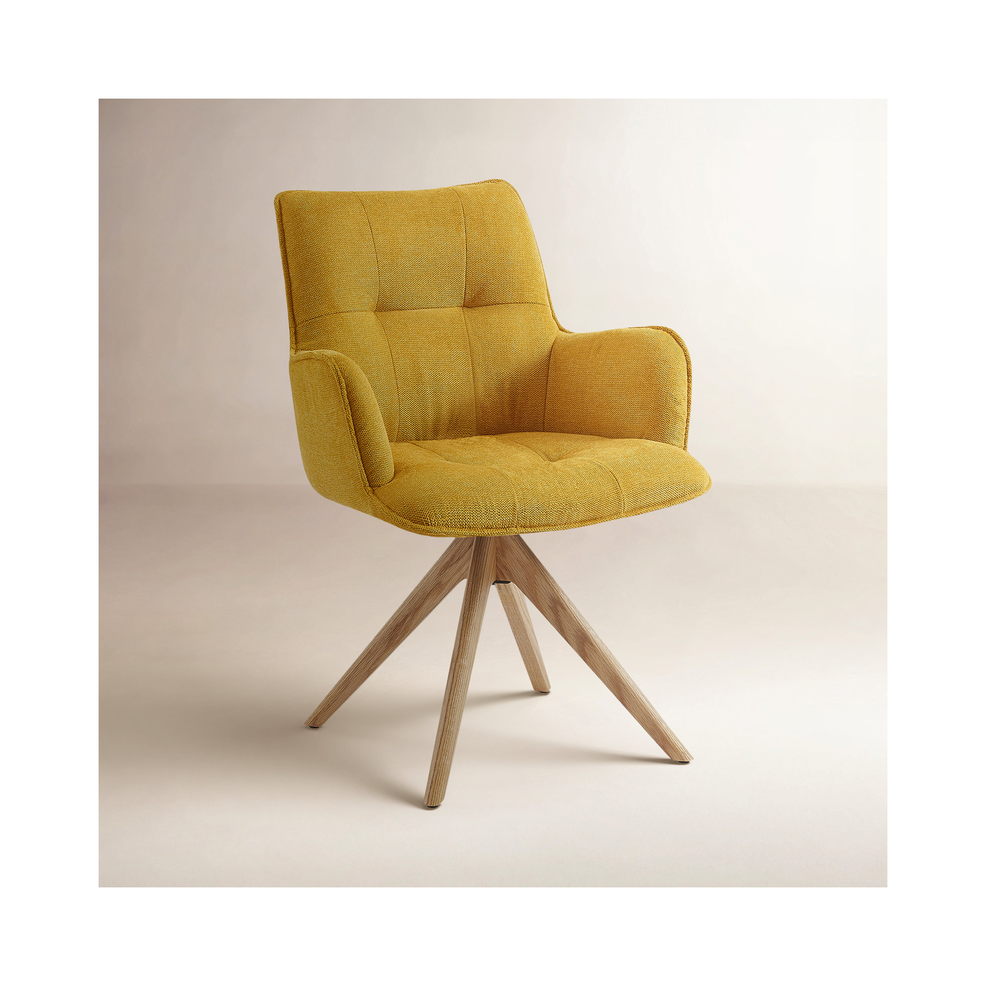 Swivel Office Chair, Yellow Basketweave