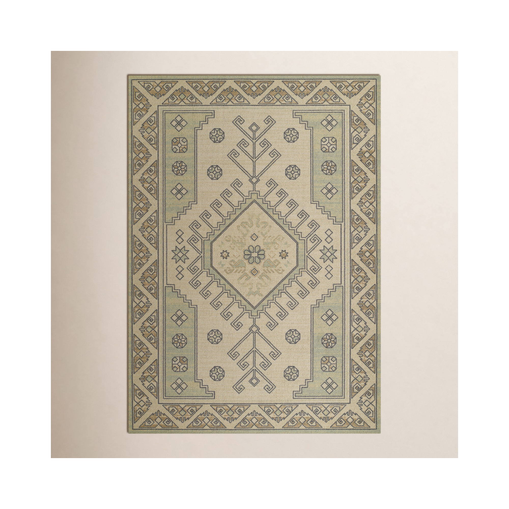 Aldona Sage/Beige Rug, Rectangle 6'6" x 9'