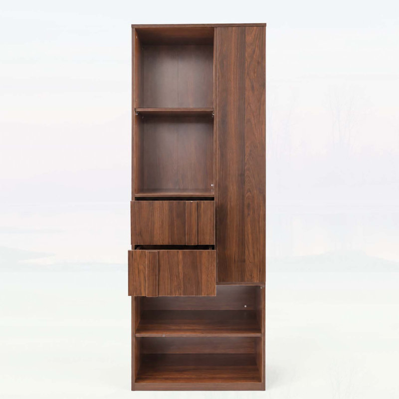 Grande armoire de rangement avec tiroirs et tablettes ouvertes, organisateur de bibliothèque autoportant pour salle de bain, chambre à coucher, salon