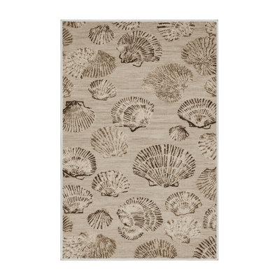 Washable Shell Impressions Coastal Area Rug