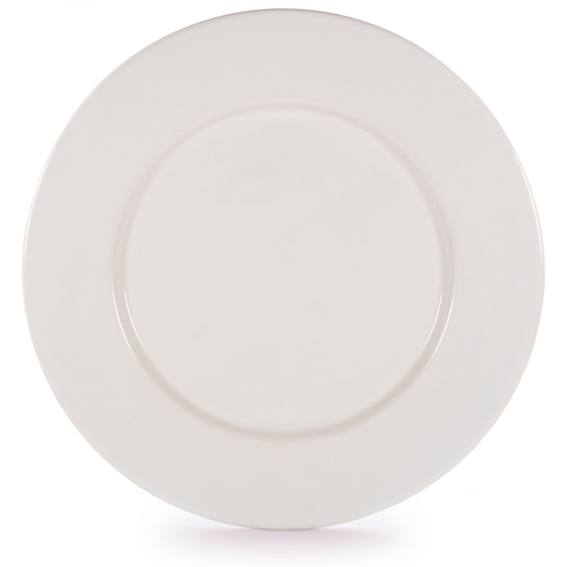 Rolled Black Rim Plate Set/4, Cream