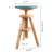 Hiltrun 18.9"-25.2"H Solid Hardwood Swivel Adjustable Height Counter Stool, Natural Base with Teal Top-304327217