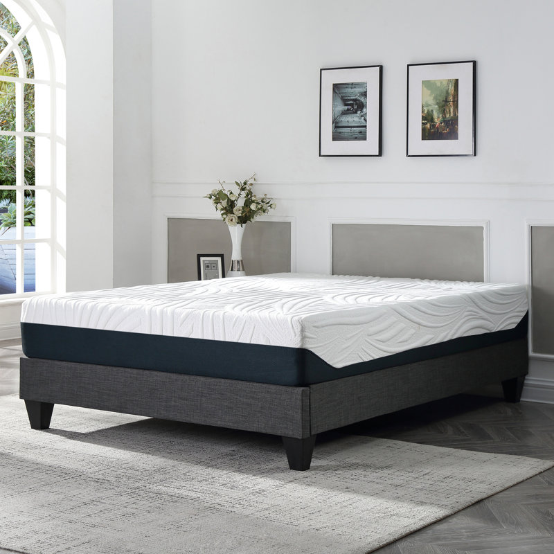 Brayton Platform Bed Frame 13" Height with Fabric Upholstery, Queen