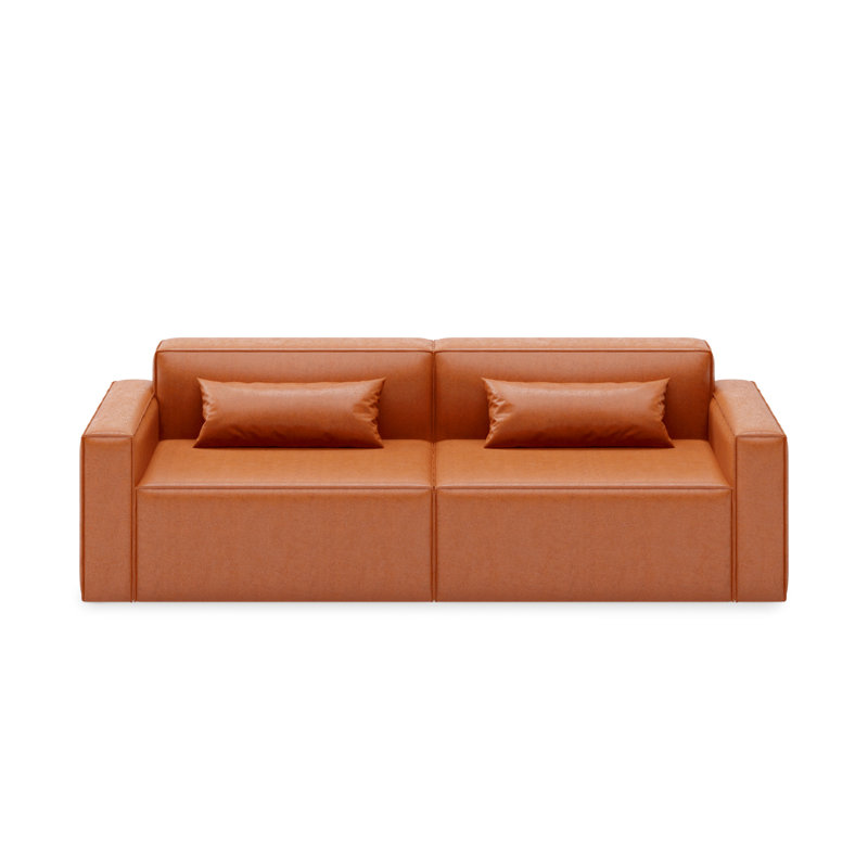 Mix Modular 2-Pc Sofa, Vegan AppleSkin Leather Cognac