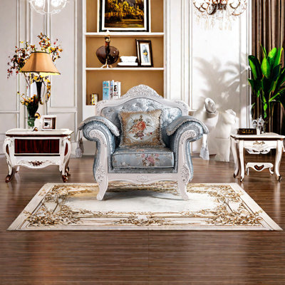 Fauteuil capitonné en tissu de luxe European Light